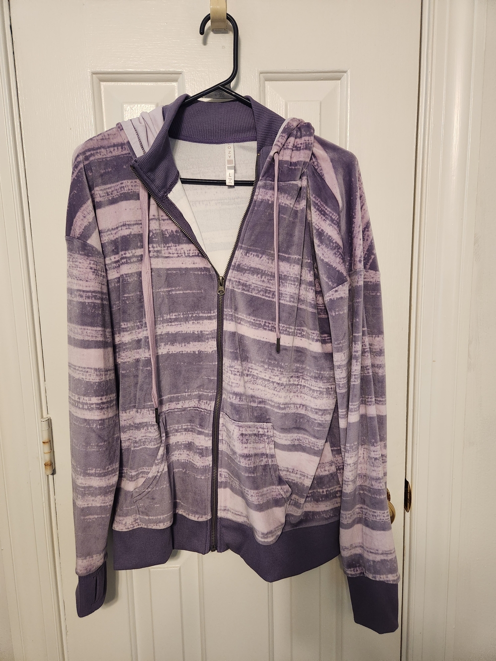 Purple Striped Zip Hoodie Jacket